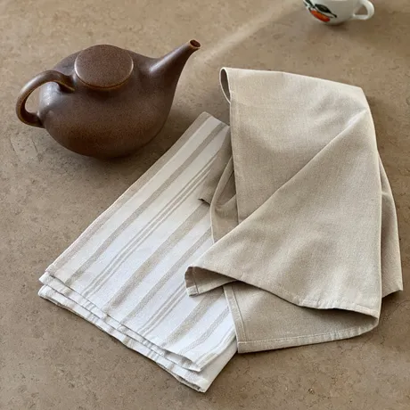 Recycled Tea Towel 2-pack Simon, Linen/White