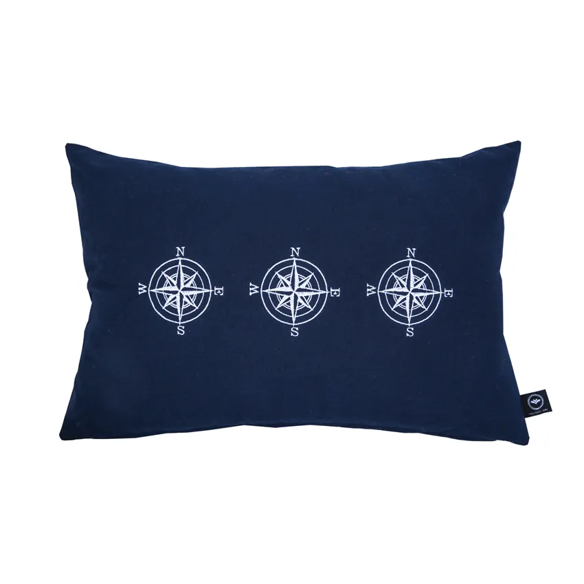 Recycled Cushion Cover Kompass, Navy Blue