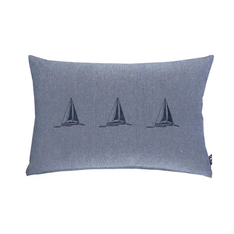 Recycled Cushion Cover Segelbåt, Navy Blue/White
