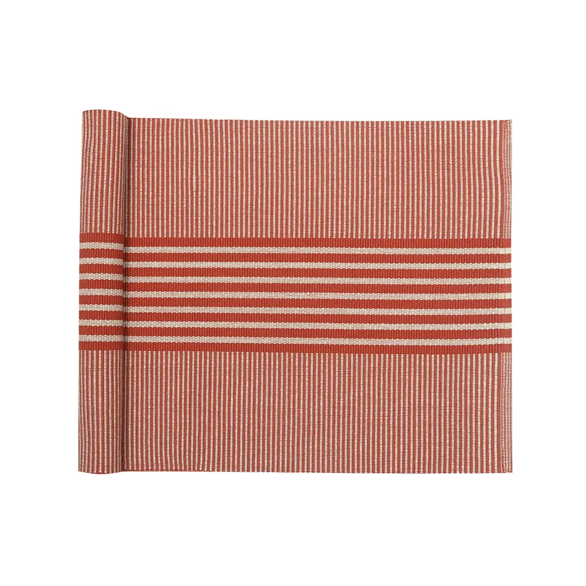 Recycled Table Runner Isa, Linen/Rust