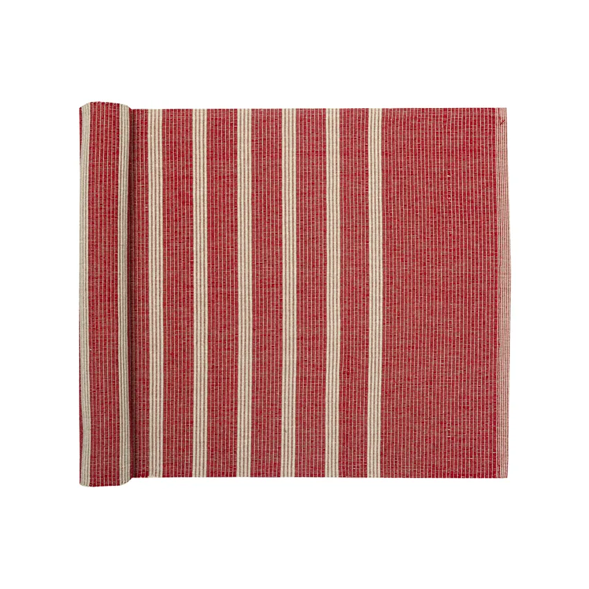 Recycled Table Runner Sigrid, Dark Red/Linen