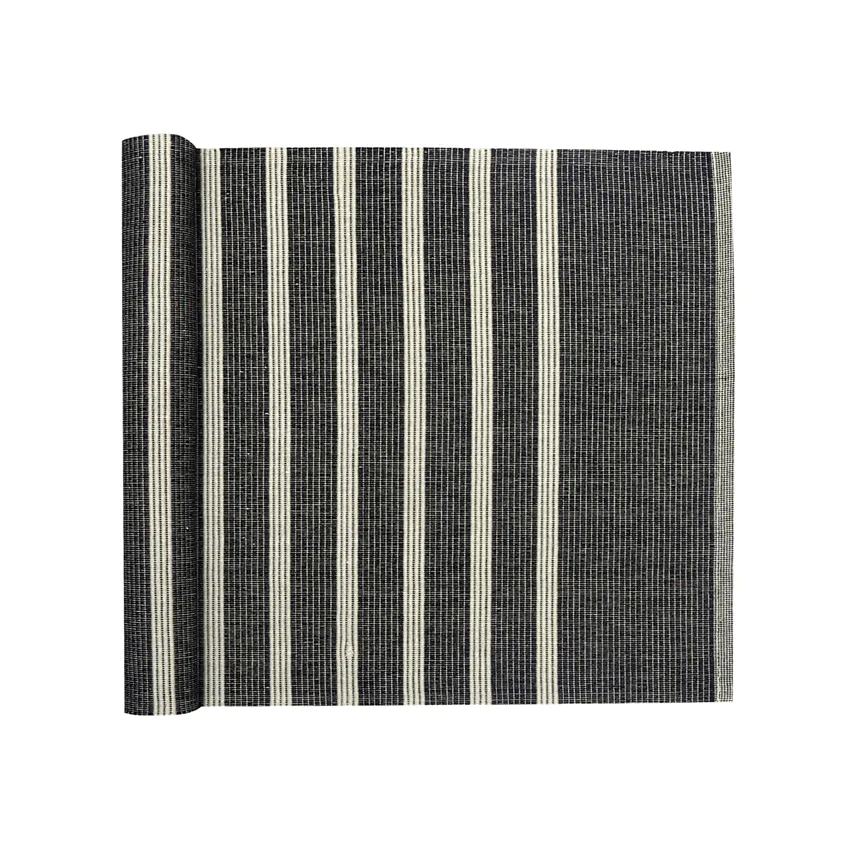 Recycled Table Runner Sigrid, Black/Linen