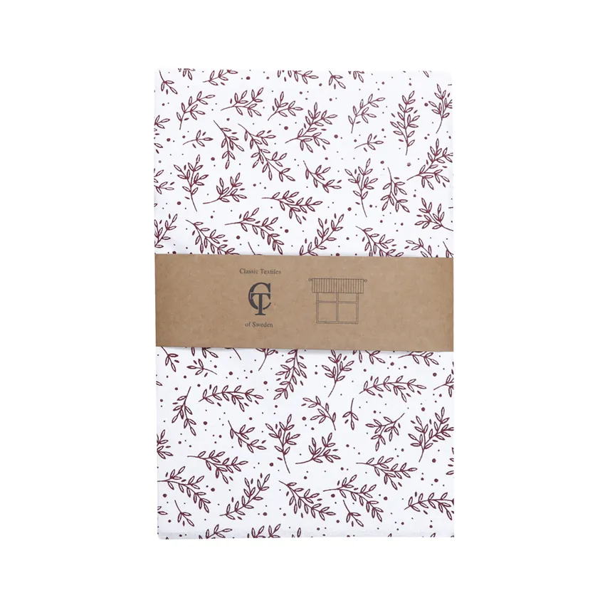Recycled Curtain Valance Flora, White/Dark Red