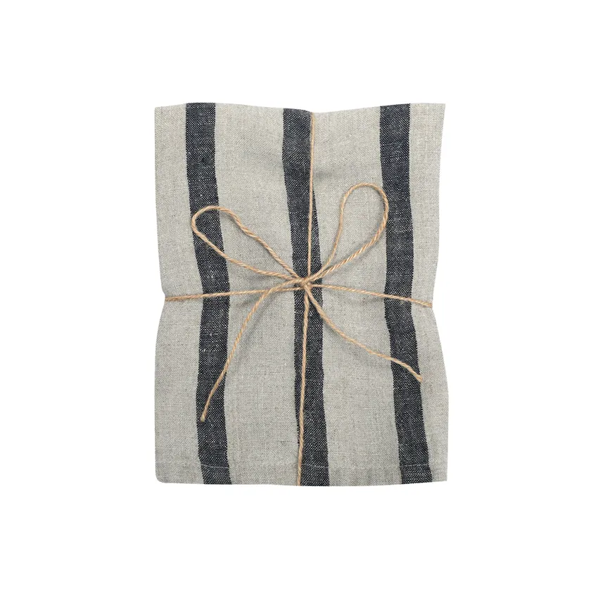 Tea Towel Leo, Linen with black stripes