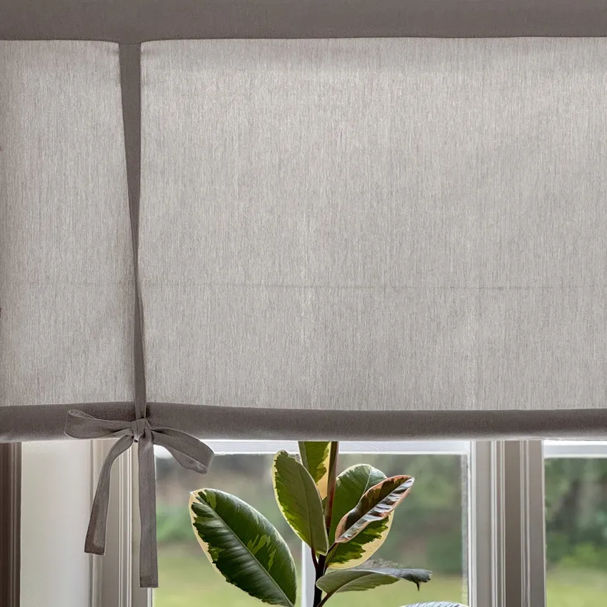Recycled Tie-Up Blind Elin, Linen/White