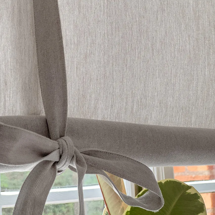 Recycled Tie-Up Blind Elin, Linen/White
