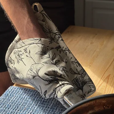 Recycled Pot Holder Ralf, Linen/Black