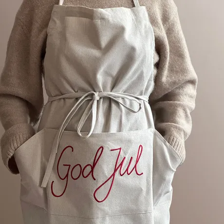 Recycled Apron God Jul, Linen/Dark Red