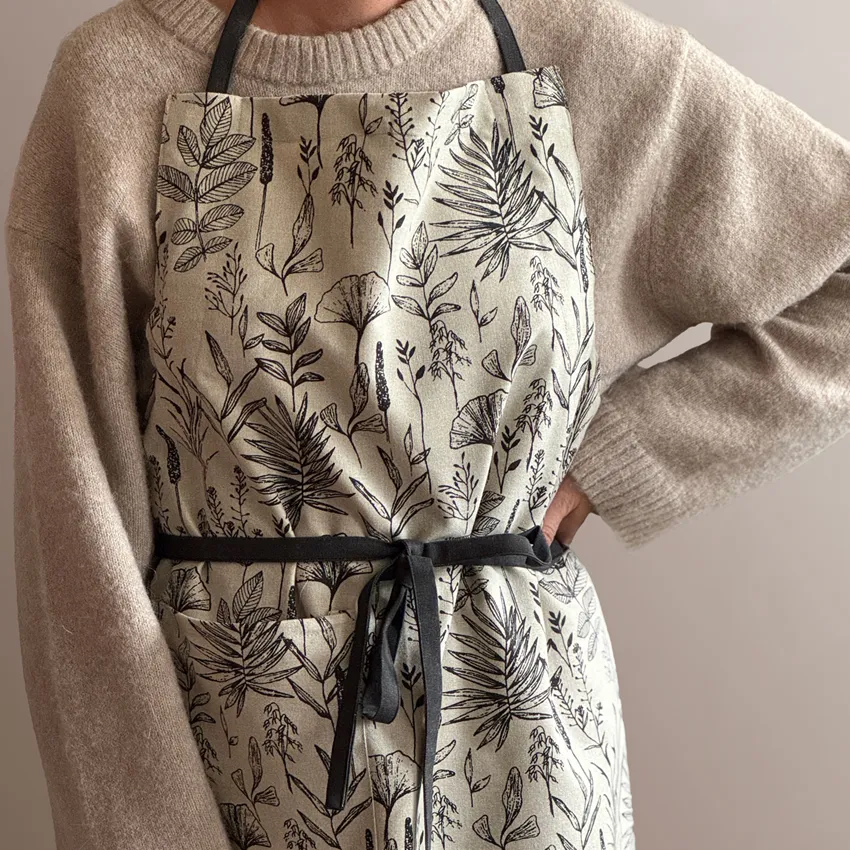 Recycled Apron Ralf, Linen/Black