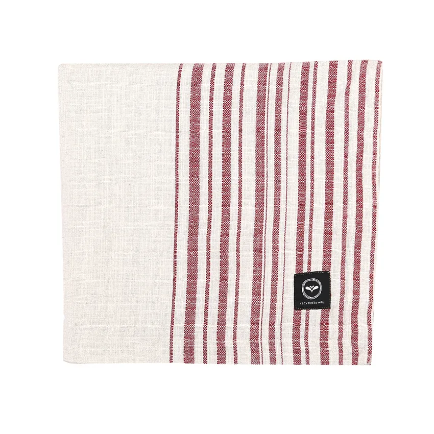 Recycled Tablecloth Charles, Ecru/Dark Red