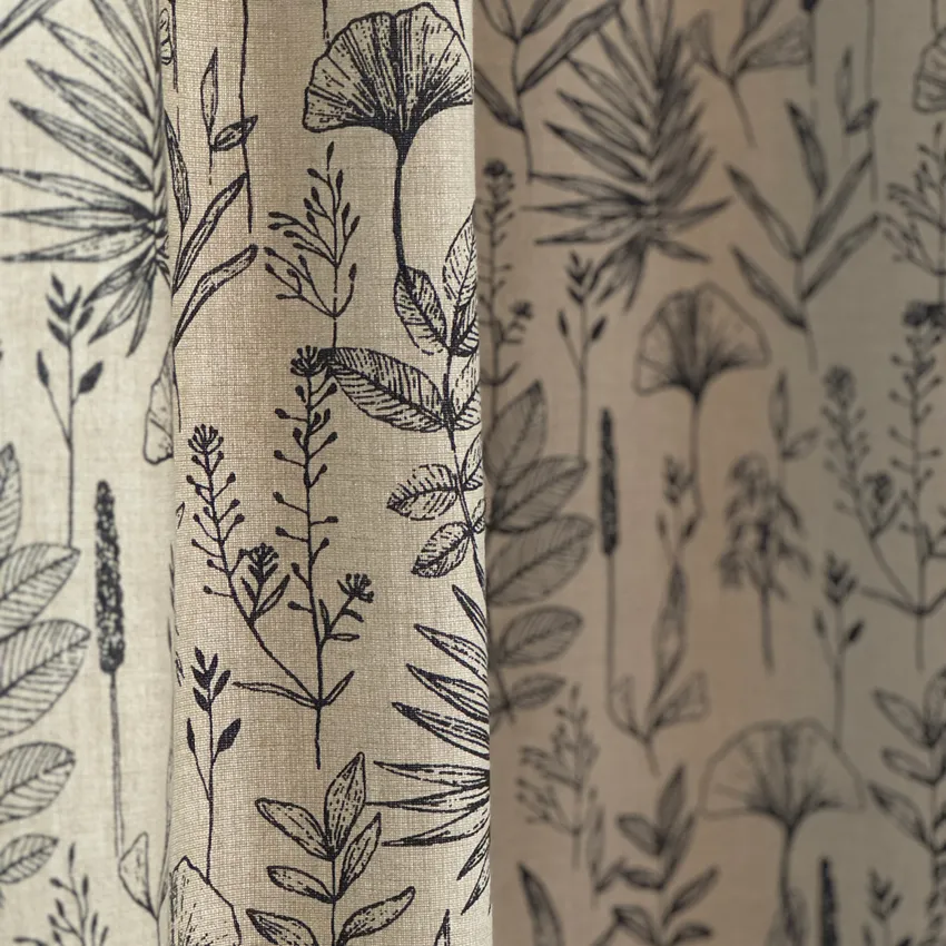 Recycled Curtain Panel 2-pack Ralf, Linen/Black