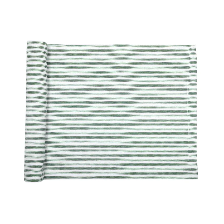 Recycled Table Runner Lina, Green/White