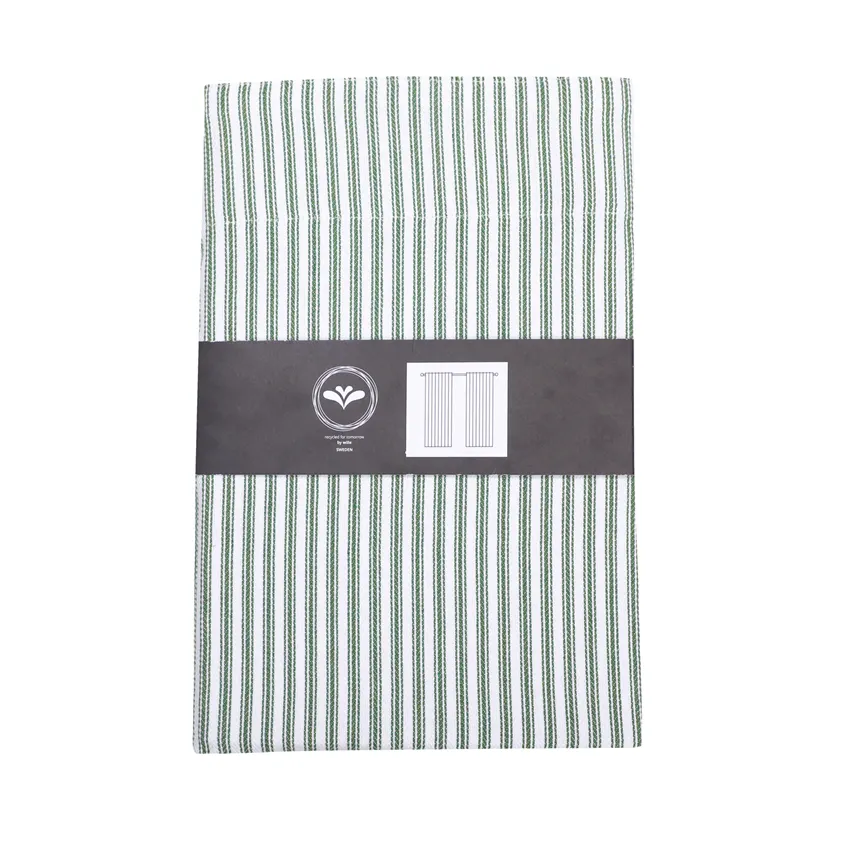 Recycled Curtain Panel 2-pack Lina, Green/White