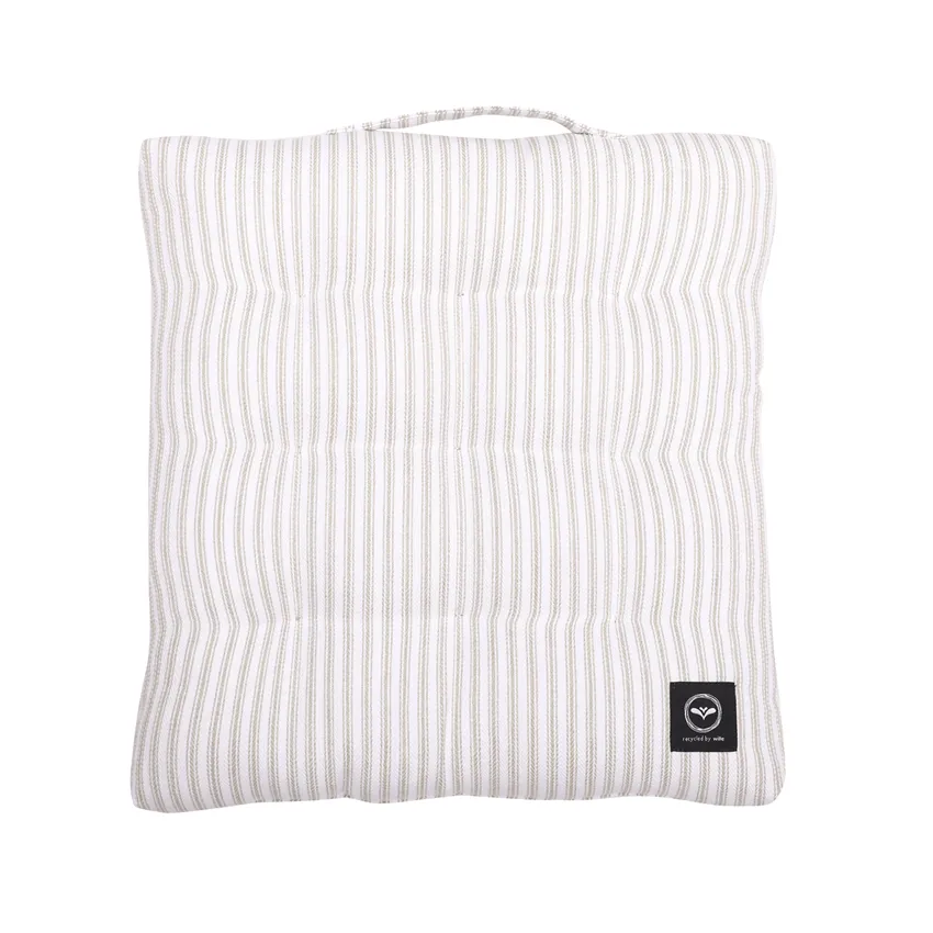 Recycled Chair Pad Lina, Linen/White