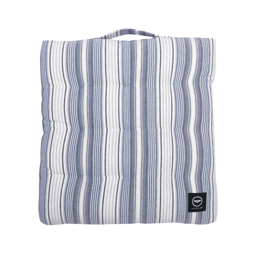 Recycled Chair Pad Eden, Grey Blue/White
