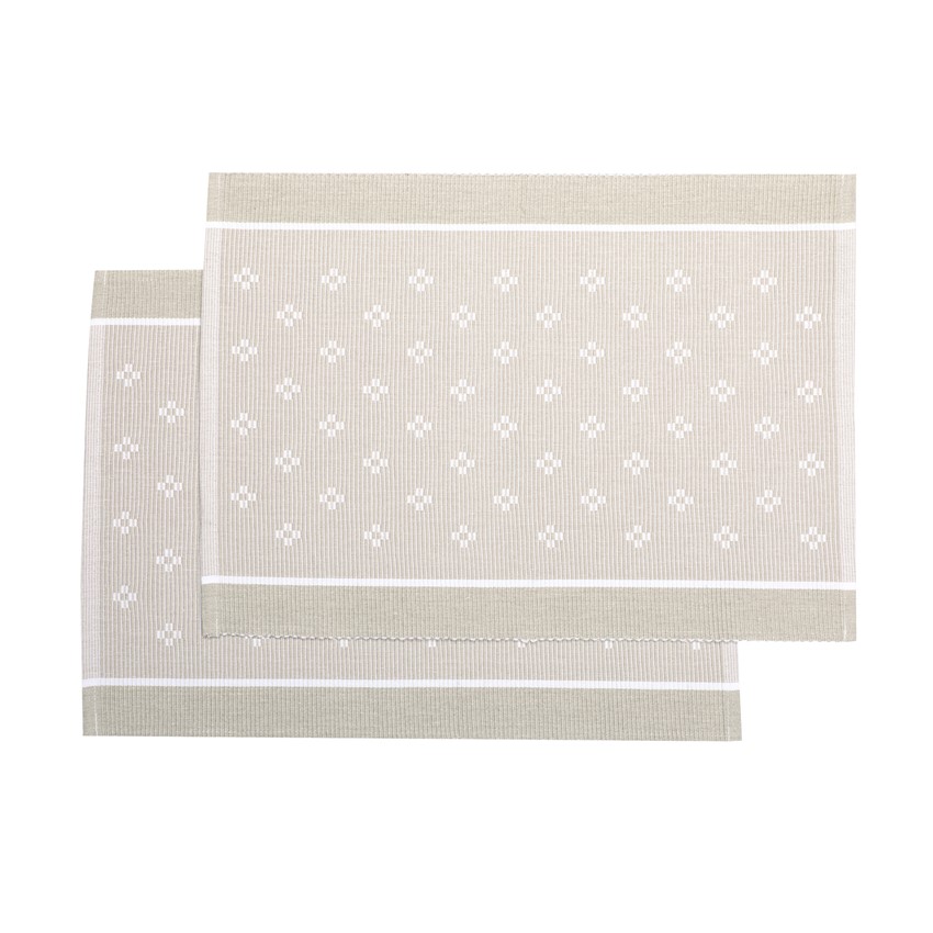 Recycled Placemat 2-pack Charlie, Linen/White