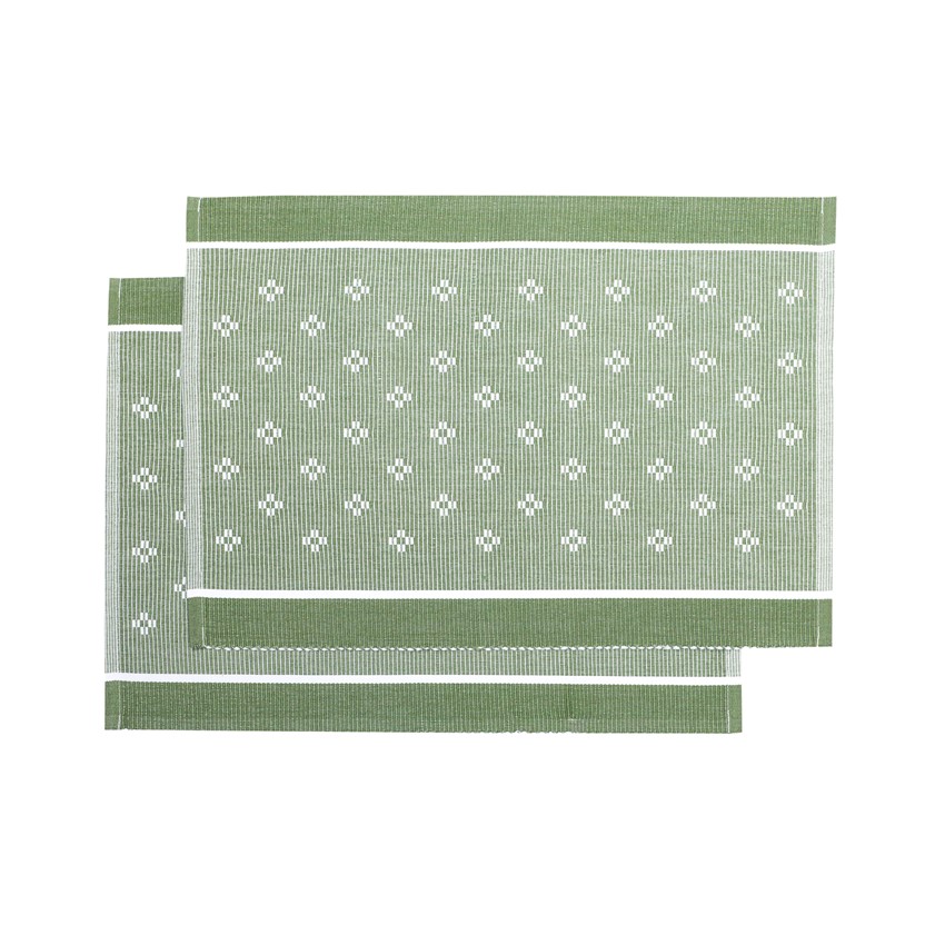 Recycled Placemat 2-pack Charlie, Green/White