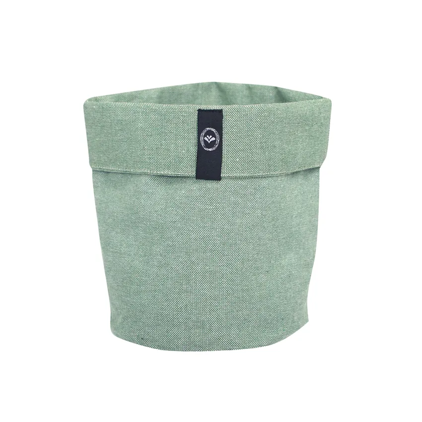 Recycled Storage Basket Elin, Green/White