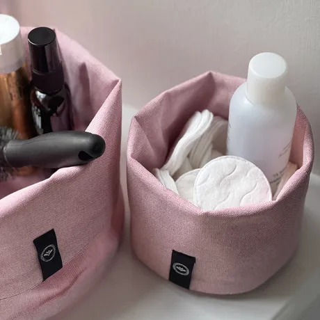 Recycled Storage Basket Elin, Light Pink/White