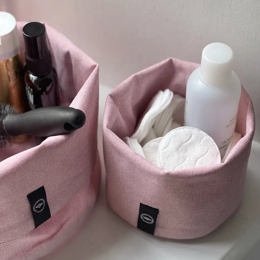 Recycled Storage Basket Elin, Light Pink/White