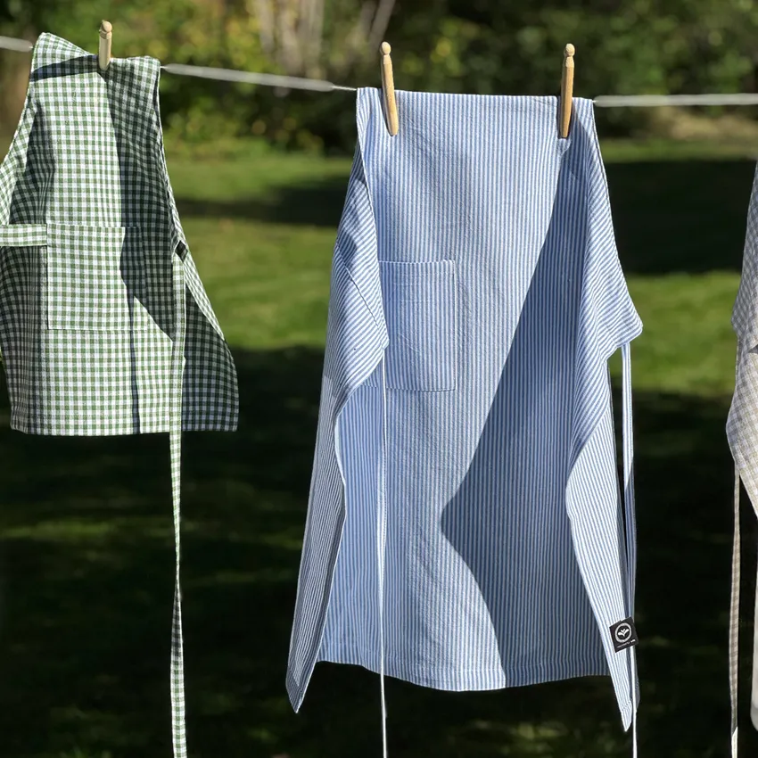 Recycled Apron Bosse, Light Blue/White