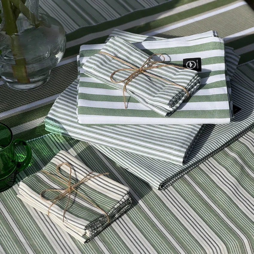 Recycled Tablecloth Pelle, Green/White