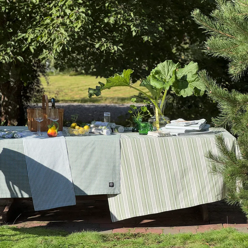 Recycled Tablecloth Eden, Green/Beige