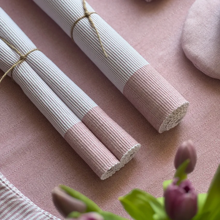Recycled Placemat 2-pack Poppy, Light Pink/White