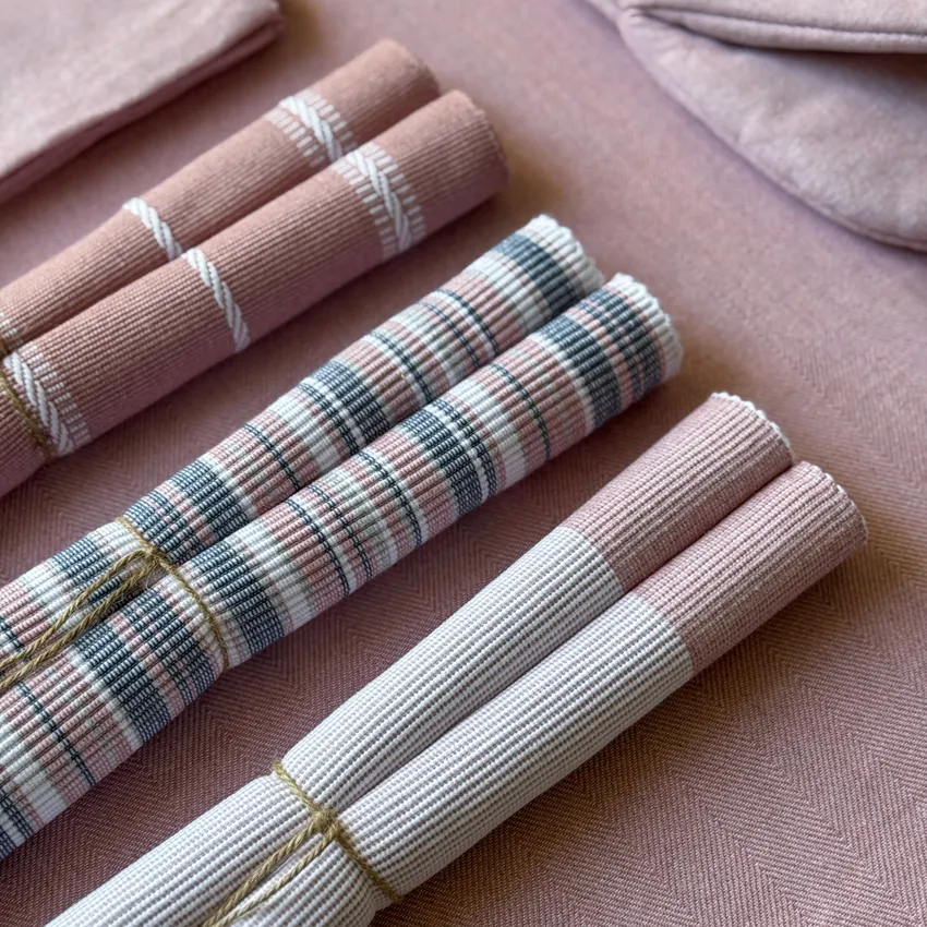 Recycled Placemat 2-pack Jonas, Light Pink/Grey