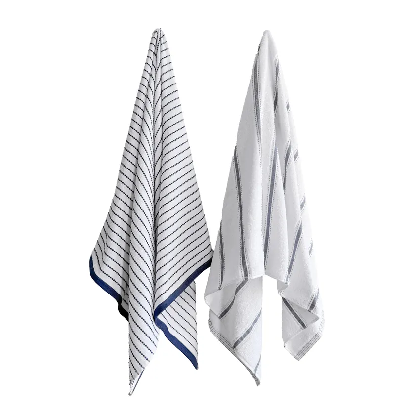 Bath towel Visby, 2-Assorted, Navy Blue/White