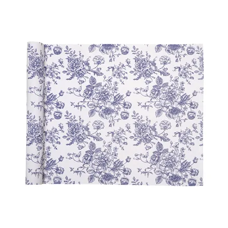 Recycled Table Runners Juni, White/Blue