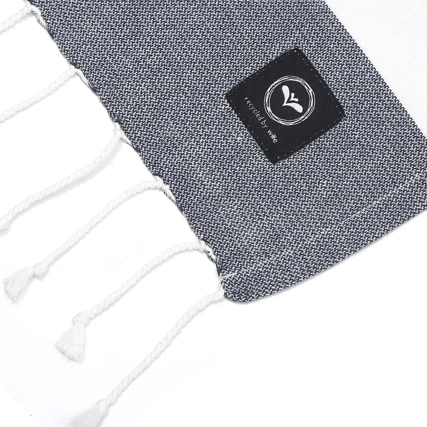 Recycled Hamam Towels Alma, Dark Grey/White