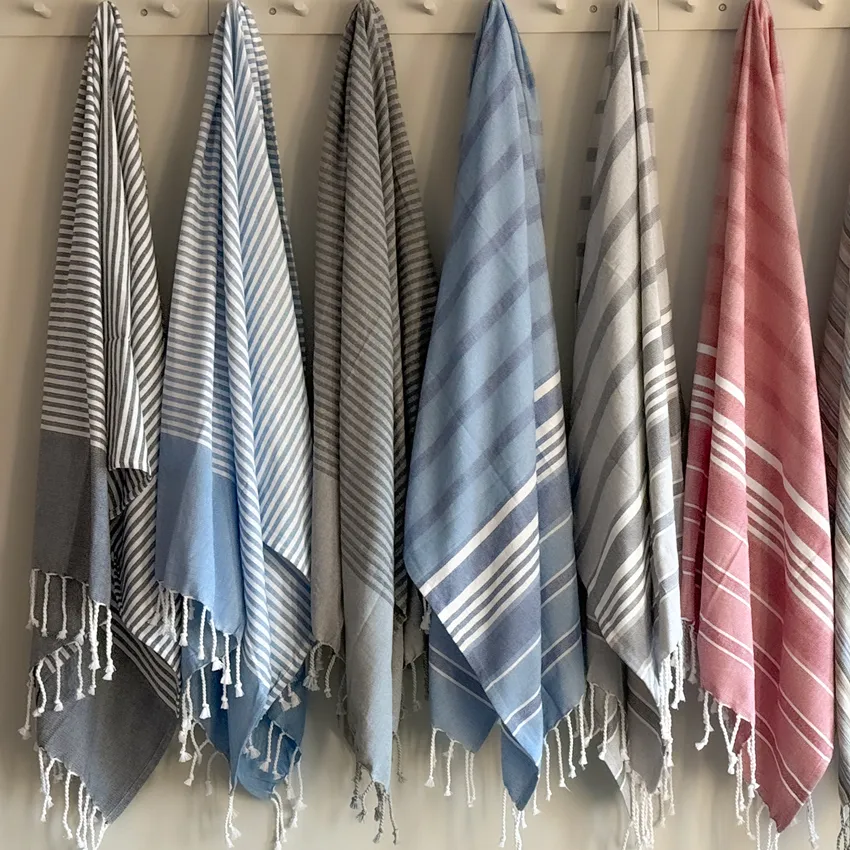 Recycled Hamam Towels Grebbestad, Navy Blue/White