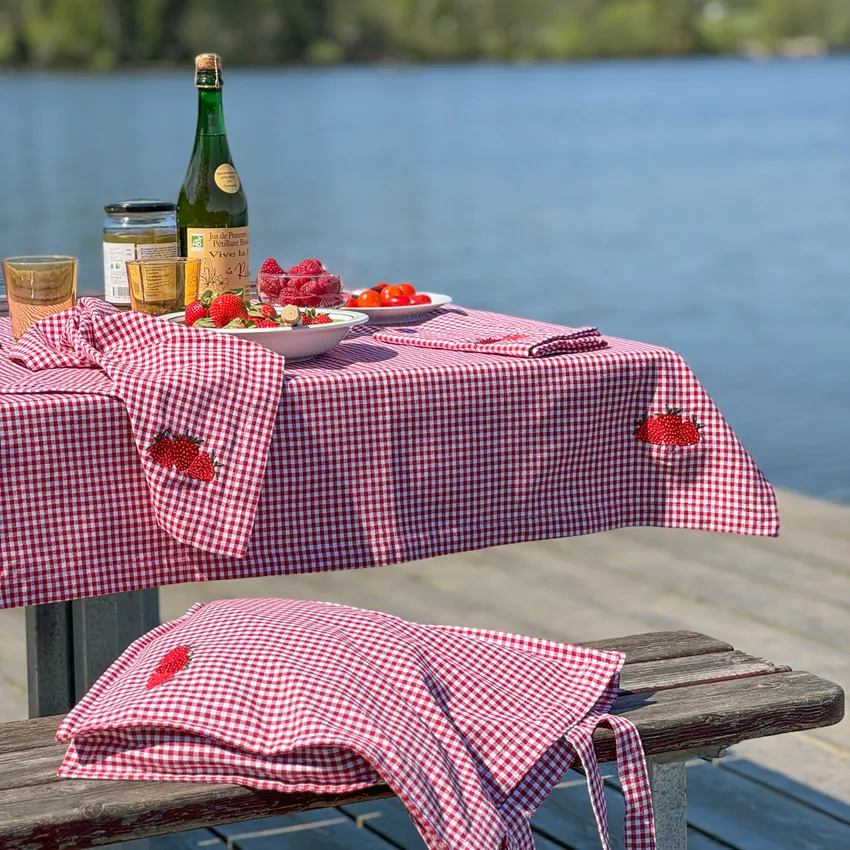 Recycled Tote Bag Kerstin, Dark Red/White