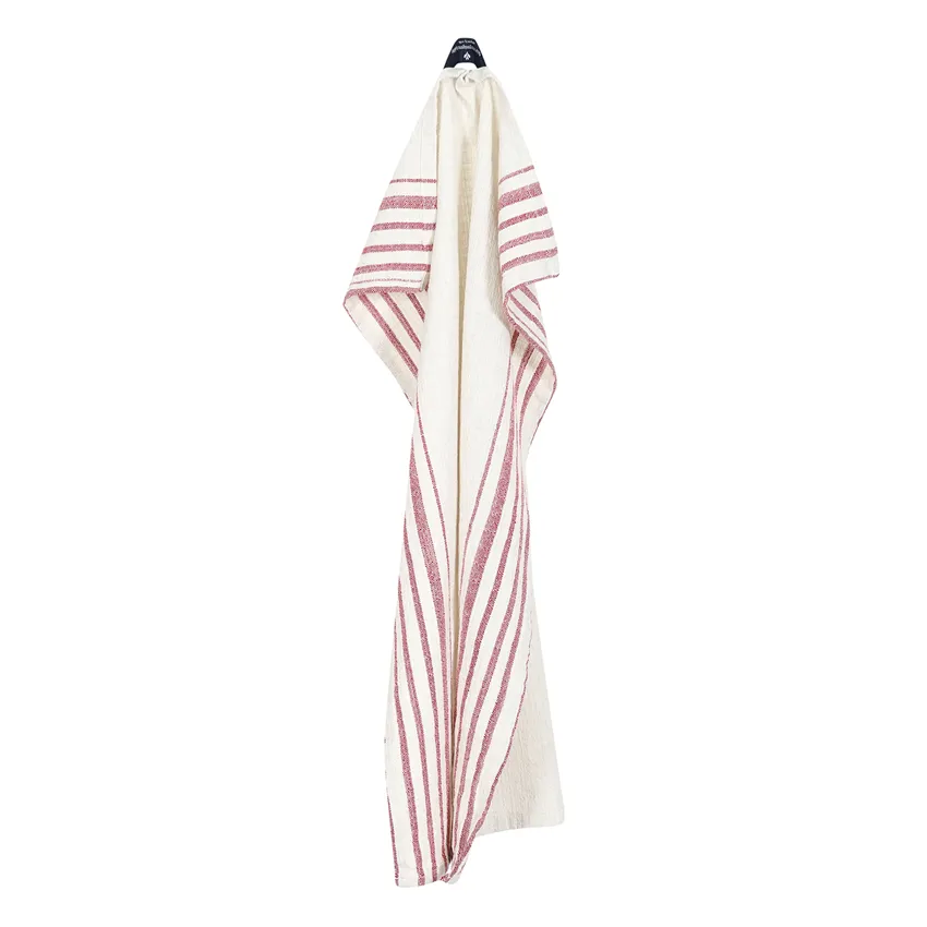 Recycled Kitchen Towel Charles, Ecru/Dark Red