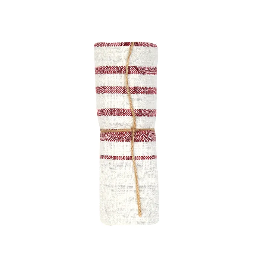Recycled Kitchen Towel Charles, Ecru/Dark Red