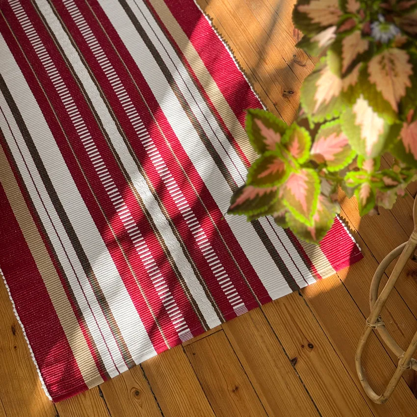 Recycled Rips Rug Karin, Dark Red/Olive Green/Brown