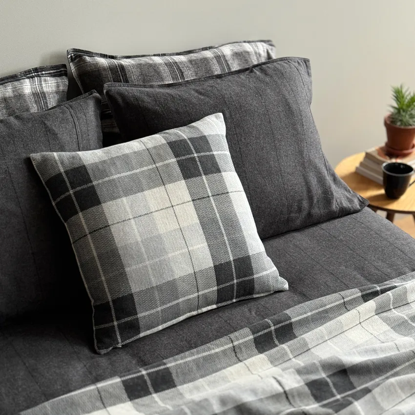 Recycled Cushion Covers Adam, Dark Grey/Light Grey/Ecru