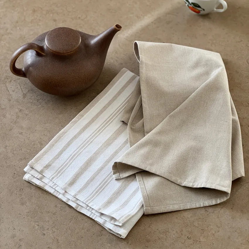 Recycled Kitchen Towel 2-pack Simon, Linen/White
