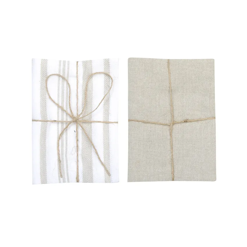 Recycled Kitchen Towel 2-pack Simon, Linen/White