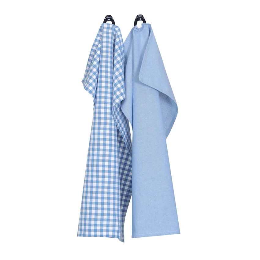 Recycled Kitchen Towel 2-pack Bella, Light Blue/White