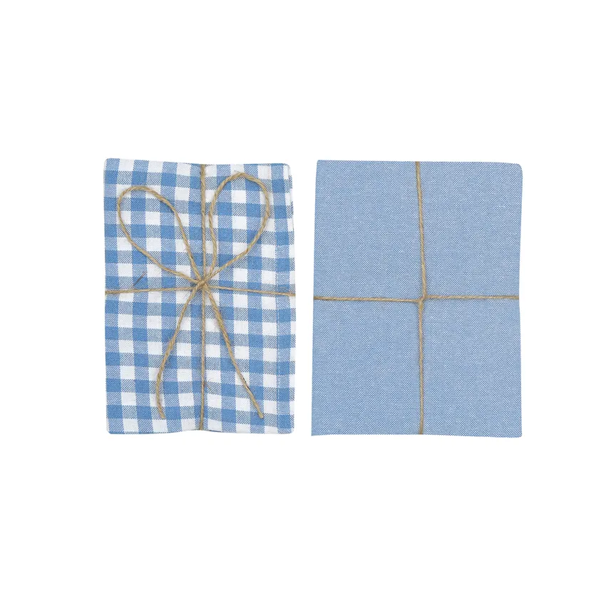 Recycled Kitchen Towel 2-pack Bella, Light Blue/White