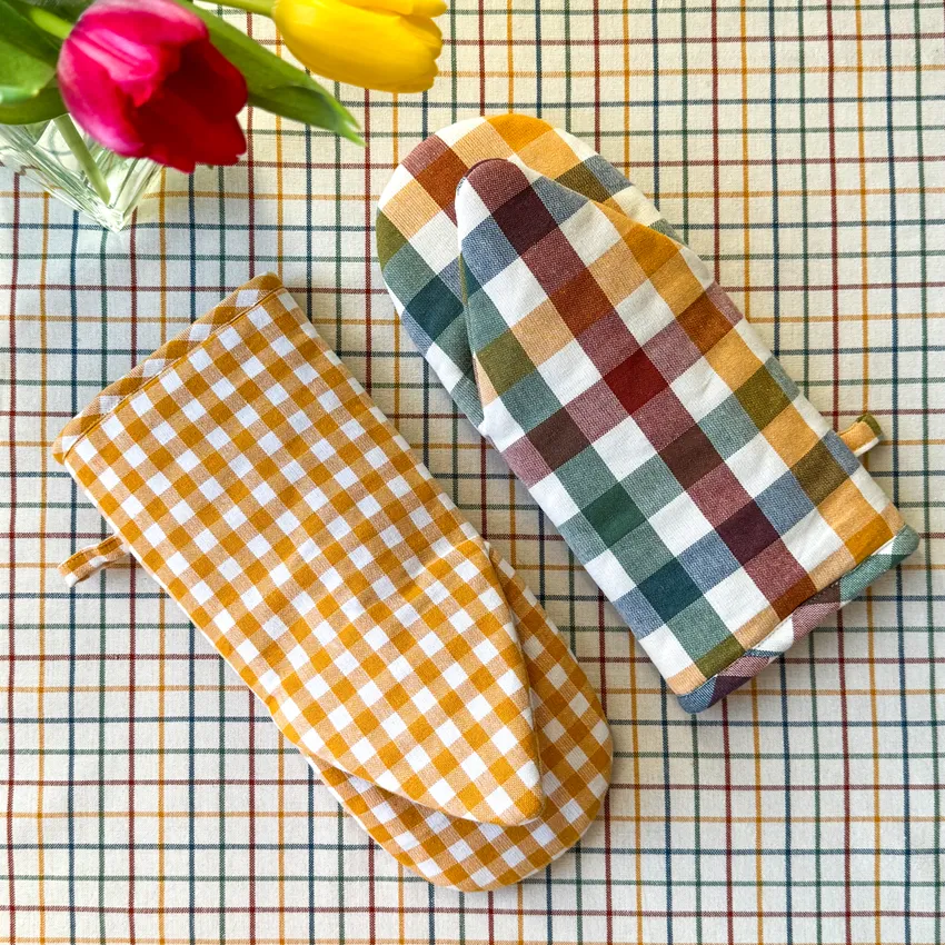 Recycled Oven Glove Bella, Yellow/White