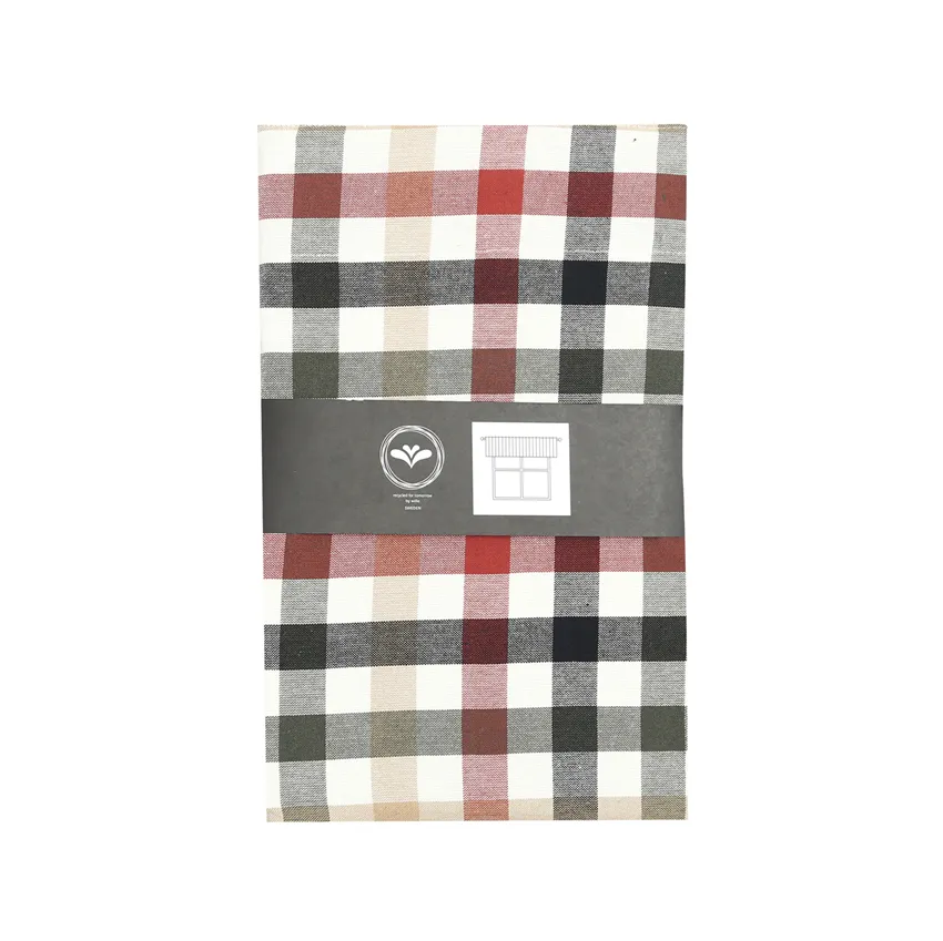 Recycled Valance Curtain Ruth, Olive Green/Black/Rust