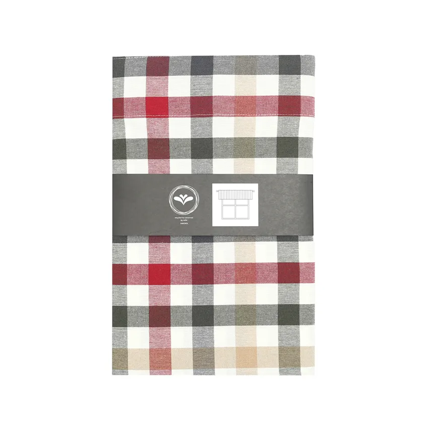 Recycled Valance Curtain Ruth, Dark Red/Olive Green/Dark Grey