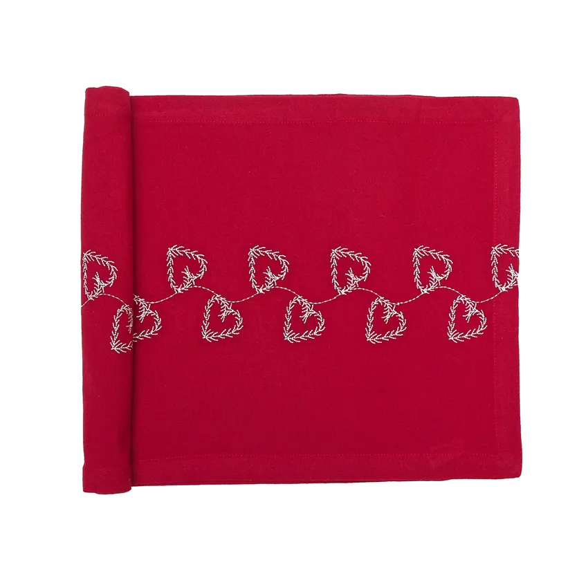 Recycled Table Runners Hjärta, Dark Red