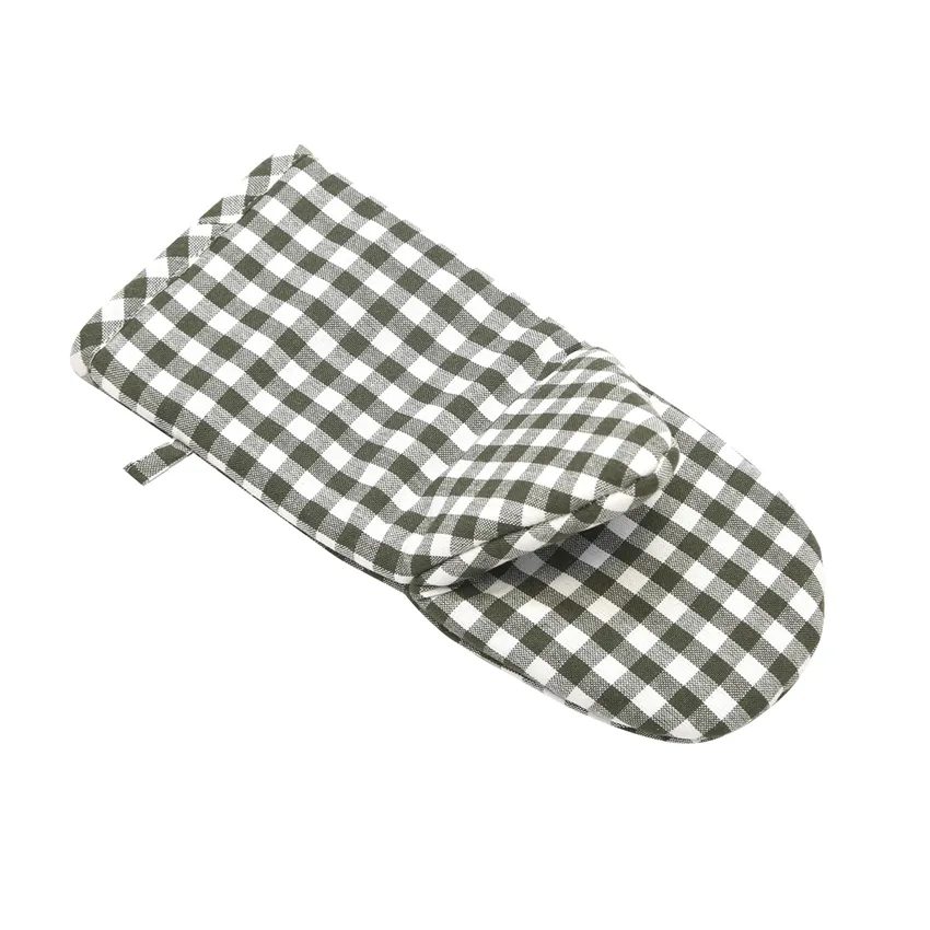 Recycled Oven Glove Bella, Olive Green/Beige
