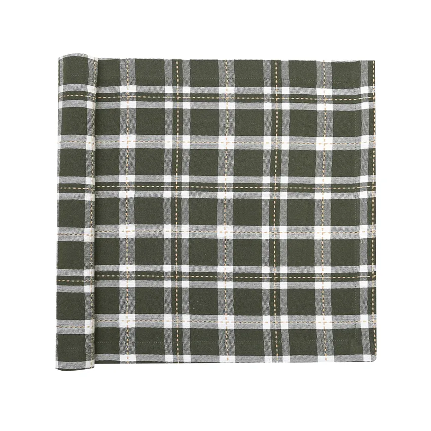 Recycled Table Runners Ann, Olive Green/Sand/Beige