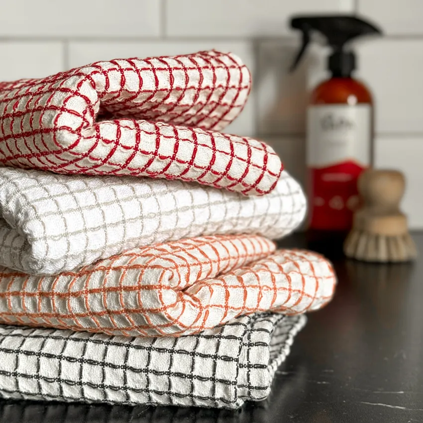 Recycled Kitchen Towel Freddy, Beige/Rust