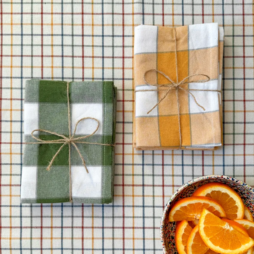 Recycled Kitchen Towel 2-pack Ted, Green/White